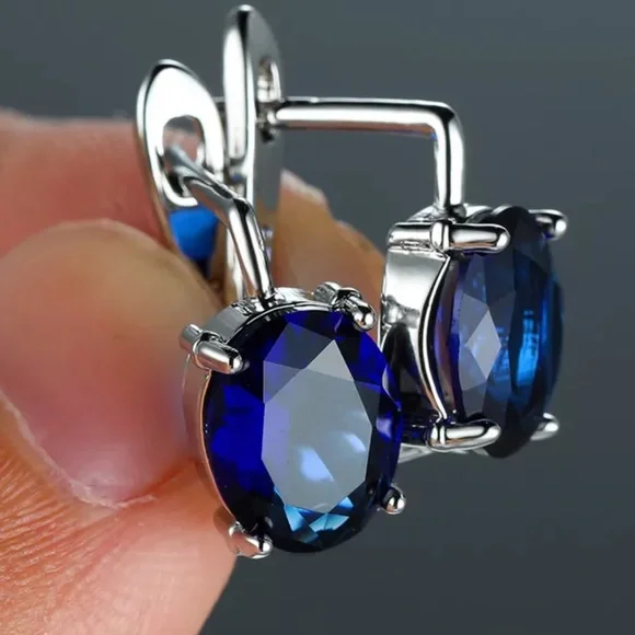 New sterling silver blue CZ earrings - Picture 2 of 3